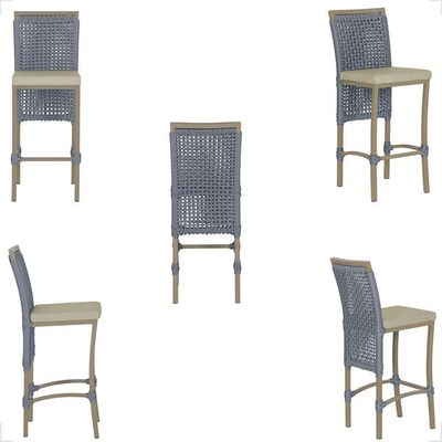 Mesa Bistrô E 2 Banquetas Roma Fendi Corda Estofado 7 Trama Prata