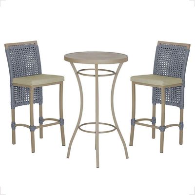 Mesa Bistrô E 2 Banquetas Roma Fendi Corda Estofado 7 Trama Prata