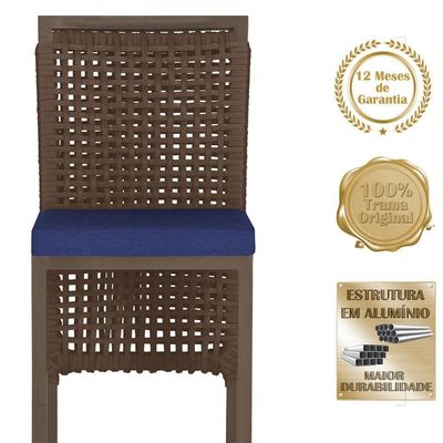 Mesa Bistrô 2 Banquetas Roma Marrom Corda Estofado 10 Trama Marrom
