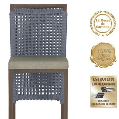 Mesa Bistrô E 2 Banquetas Roma Marrom Corda Estofado 7 Trama Prata