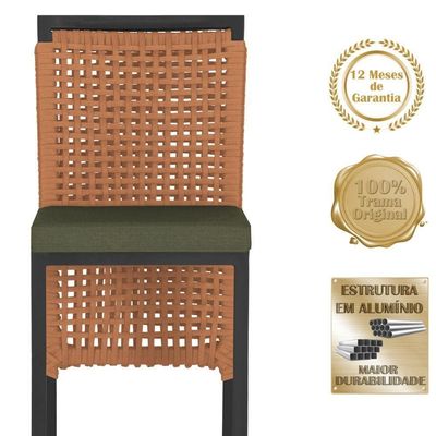 Mesa Bistro E 2 Banquetas Roma Preta Corda Náutica 13 Trama Terra Cota