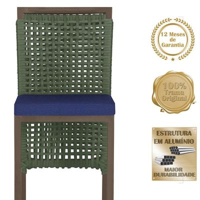 Mesa Bistrô 2 Banquetas Roma Marrom Corda Estofado 10 Trama Verde
