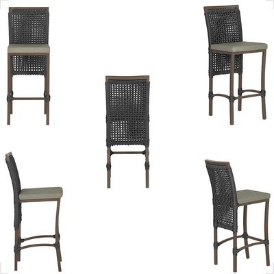 Mesa Bistrô E 4 Banquetas Roma Marrom Corda Estofado 8 Trama Preto