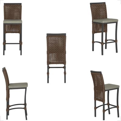 Mesa Bistrô E 4 Banquetas Roma Preta Corda Estofado 8 Trama Marrom