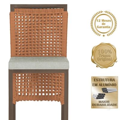 Mesa Bistrô 2 Banquetas Roma Marrom Corda Náutica 3 Trama Terra Cota