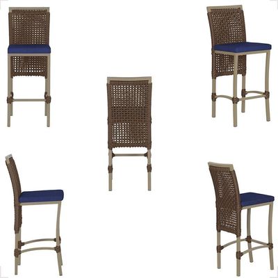 Mesa Bistrô E 2 Banquetas Roma Fendi Corda Estofado 10 Trama Marrom