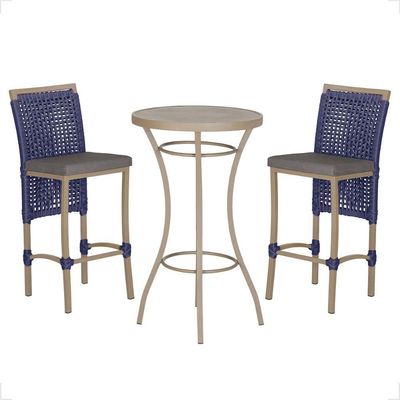 Mesa Bistro E 2 Banquetas Roma Fendi Corda Náutica 11 Azul