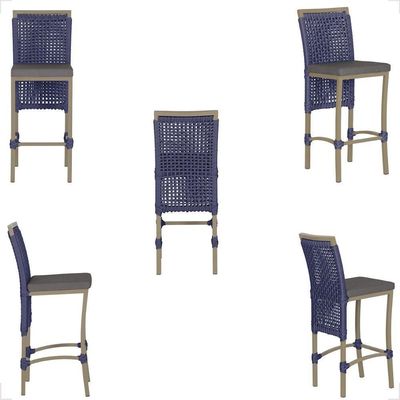 Mesa Bistro E 2 Banquetas Roma Fendi Corda Náutica 11 Azul