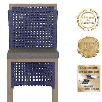 Mesa Bistro E 2 Banquetas Roma Fendi Corda Náutica 11 Azul