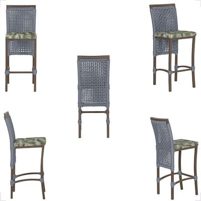 Mesa Bistrô 2 Banquetas Roma Corda Náutica Estofado 5 Trama Prata