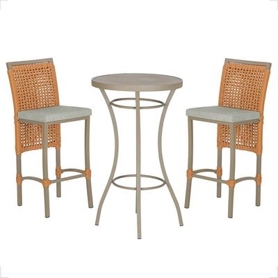Mesa Bistrô 2 Banquetas Roma Fendi Corda Náutica 3 Trama Terra Cota