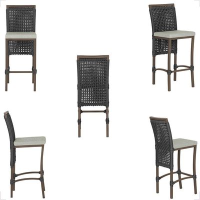 Mesa Bistrô 4 Banquetas Roma Marrom Corda Náutica 3 Trama Preto