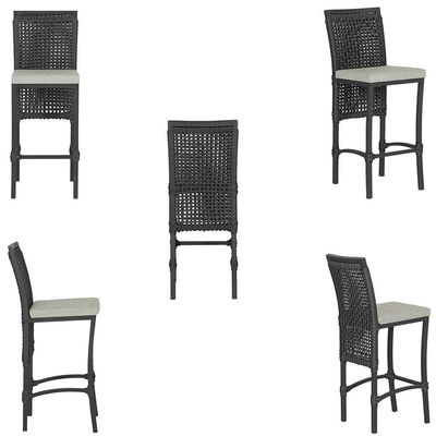 8 Banqueta Em Alumínio Roma Preta Corda Náutica Tecido 3 Preto