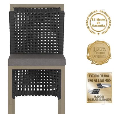 Mesa Bistro E 4 Banquetas Roma Fendi Corda Náutica 11 Preta