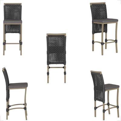 Mesa Bistro E 4 Banquetas Roma Fendi Corda Náutica 11 Preta