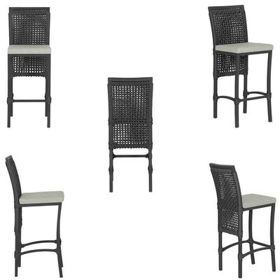 Mesa Bistrô Com 4 Banquetas Roma Preta Corda Náutica 3 Trama Preto