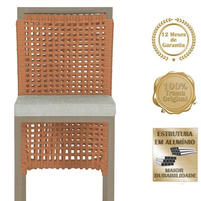 Mesa Bistrô 2 Banquetas Roma Fendi Corda Náutica 3 Trama Terra Cota
