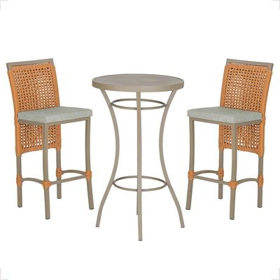 Mesa Bistrô 2 Banquetas Roma Fendi Corda Náutica 3 Trama Terra Cota