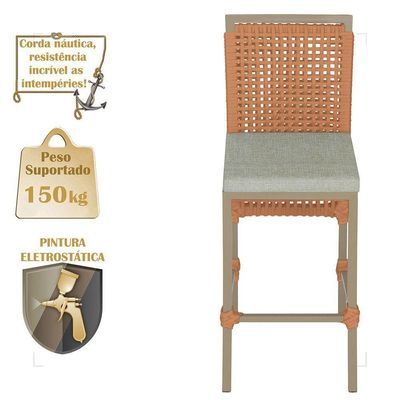 Mesa Bistrô 2 Banquetas Roma Fendi Corda Náutica 3 Trama Terra Cota