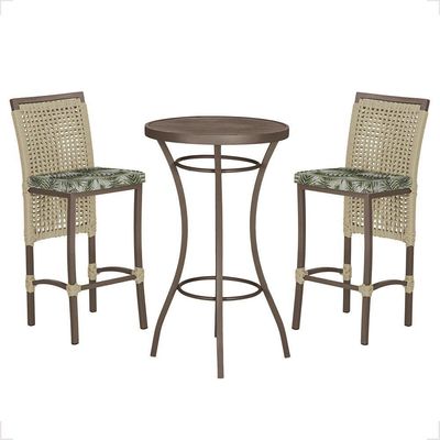 Mesa Bistrô 2 Banquetas Roma Corda Náutica Estofado 5 Trama Rami