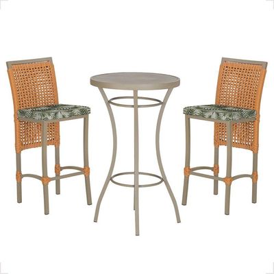 Mesa Bistrô 2 Banquetas Roma Corda Náutica Estofado 5 Trama Terra Cota