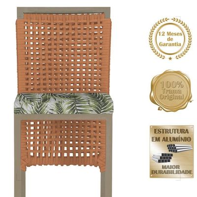 Mesa Bistrô 2 Banquetas Roma Corda Náutica Estofado 5 Trama Terra Cota