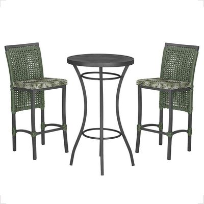 Mesa Bistrô 2 Banquetas Roma Preta Náutica Estofado 5 Trama Verde