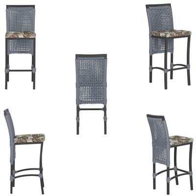 Mesa Bistrô E 2 Banquetas Roma Preta Corda Estofado 6 Trama Prata