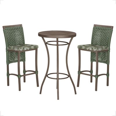 Mesa Bistrô 2 Banquetas Roma Corda Náutica Estofado 5 Trama Verde