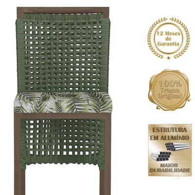 Mesa Bistrô 2 Banquetas Roma Corda Náutica Estofado 5 Trama Verde