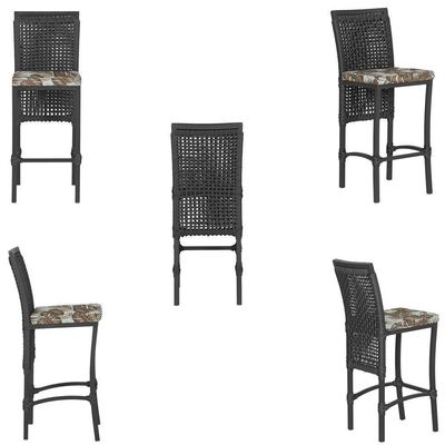 Mesa Bistrô E 2 Banquetas Roma Preta Corda Estofado 6 Trama Preto