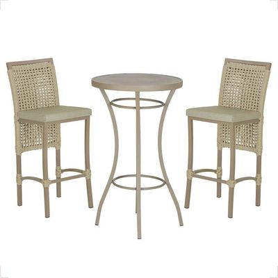 Mesa Bistrô E 2 Banquetas Roma Fendi Corda Estofado 7 Trama Rami