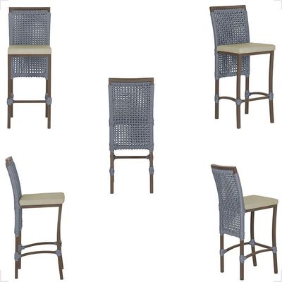 Mesa Bistrô E 2 Banquetas Roma Marrom Corda Estofado 7 Trama Prata