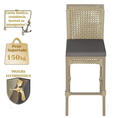 Mesa Bistro E 2 Banquetas Roma Fendi Corda Náutica 11 Rami