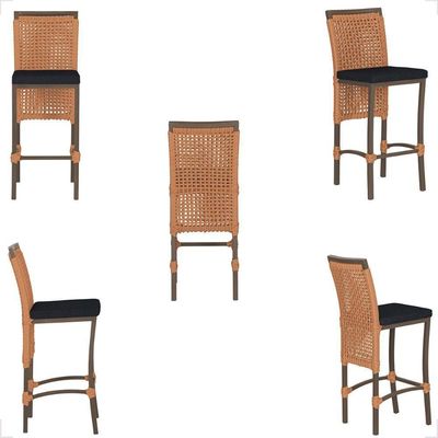 Mesa Bistro E 4 Banquetas Roma Marrom Corda Náutica 12 Terra Cota