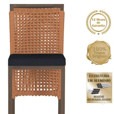 Mesa Bistro E 4 Banquetas Roma Marrom Corda Náutica 12 Terra Cota