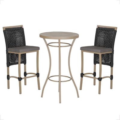 Mesa Bistro E 2 Banquetas Roma Fendi Corda Náutica 11 Preta