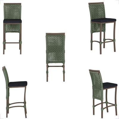 Mesa Bistro E 4 Banquetas Roma Marrom Corda Náutica 12 Verde