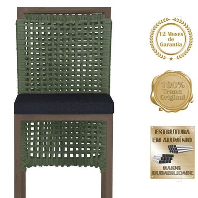 Mesa Bistro E 4 Banquetas Roma Marrom Corda Náutica 12 Verde
