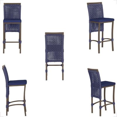 Mesa Bistro E 4 Banquetas Roma Marrom, Corda Náutica 10 Azul
