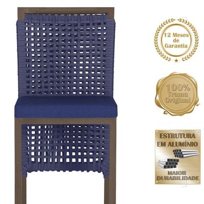 Mesa Bistro E 4 Banquetas Roma Marrom, Corda Náutica 10 Azul