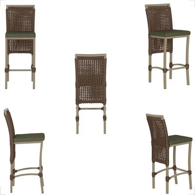 Mesa Bistro E 4 Banquetas Roma Fendi Corda Náutica 13 Trama Marrom
