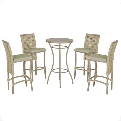 Mesa Bistrô E 4 Banquetas Roma Fendi Corda Estofado 7 Trama Rami