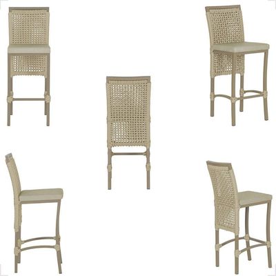 Mesa Bistrô E 4 Banquetas Roma Fendi Corda Estofado 7 Trama Rami