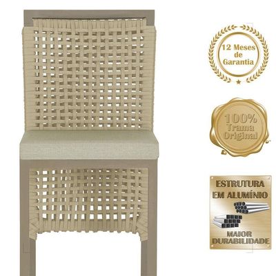 Mesa Bistrô E 4 Banquetas Roma Fendi Corda Estofado 7 Trama Rami