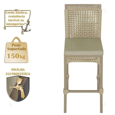 Mesa Bistrô E 4 Banquetas Roma Fendi Corda Estofado 7 Trama Rami