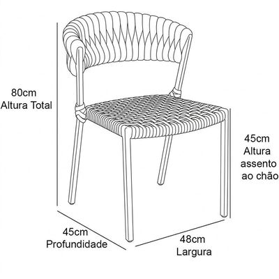 Cadeira Laguna Corda Náutica Em Alumínio área Trama Rami