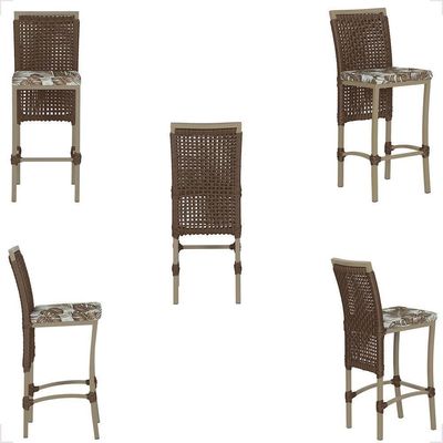 Mesa Bistrô E 2 Banquetas Roma Fendi Corda Estofado 5 Trama Marrom