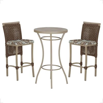 Mesa Bistrô E 2 Banquetas Roma Fendi Corda Estofado 5 Trama Marrom