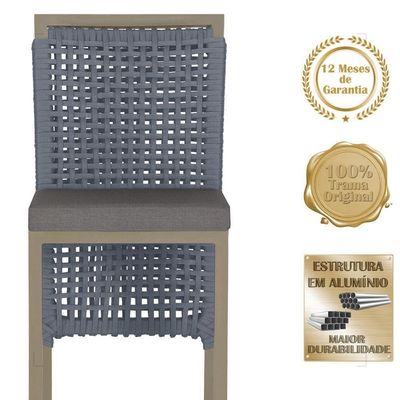 Mesa Bistro E 4 Banquetas Roma Fendi Corda Náutica 11 Prata